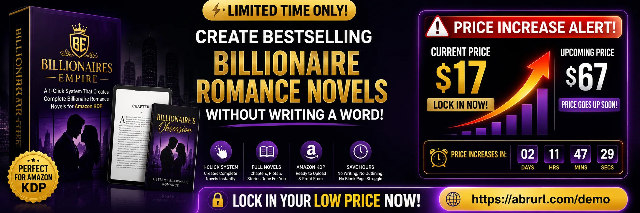 Billionaires Empire price increase alert banner sample