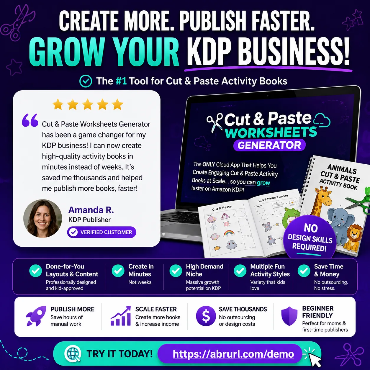 Cut Paste worksheets grow KDP business promo sample
