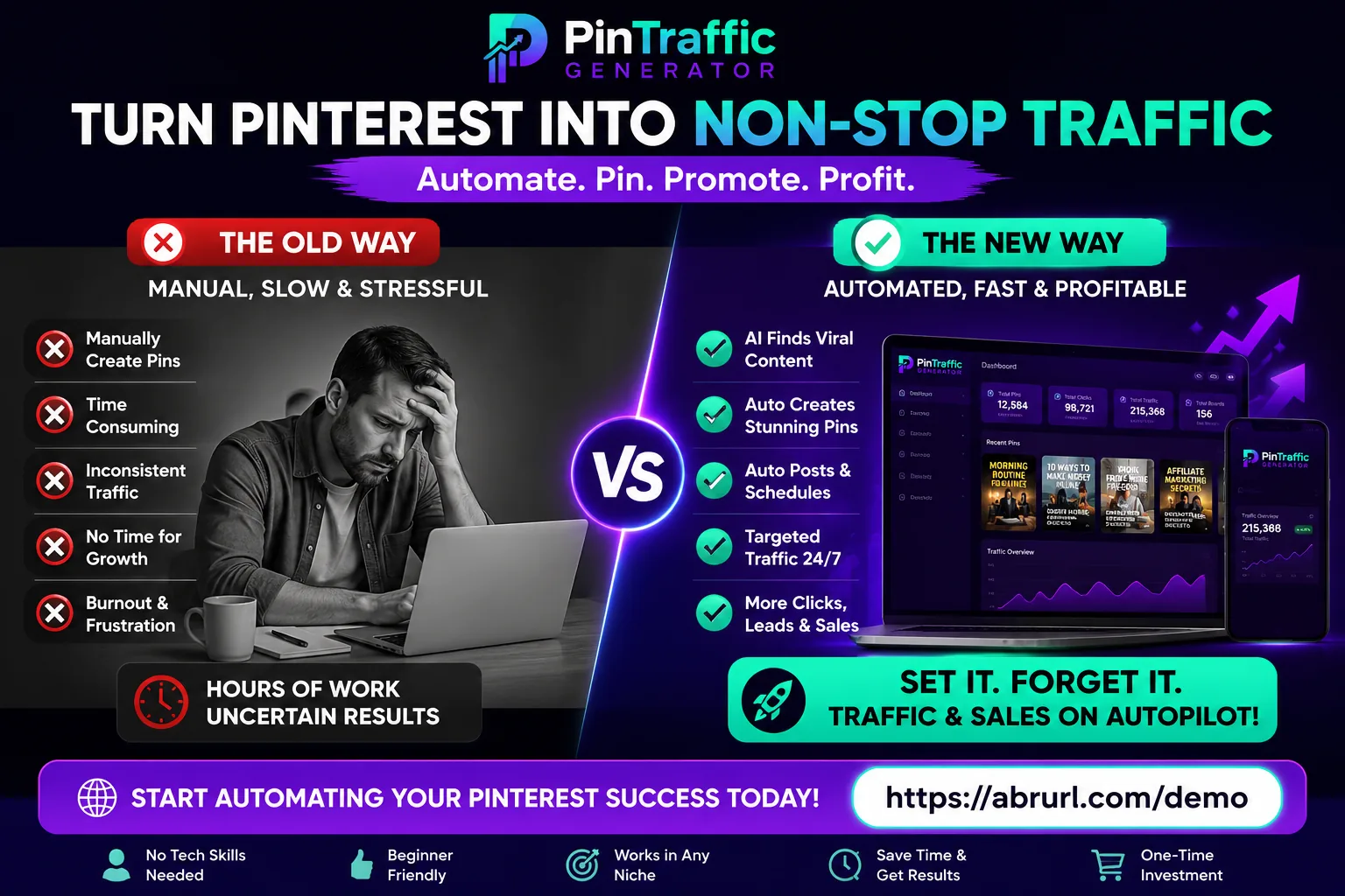PinTraffic nonstop traffic comparison graphic sample