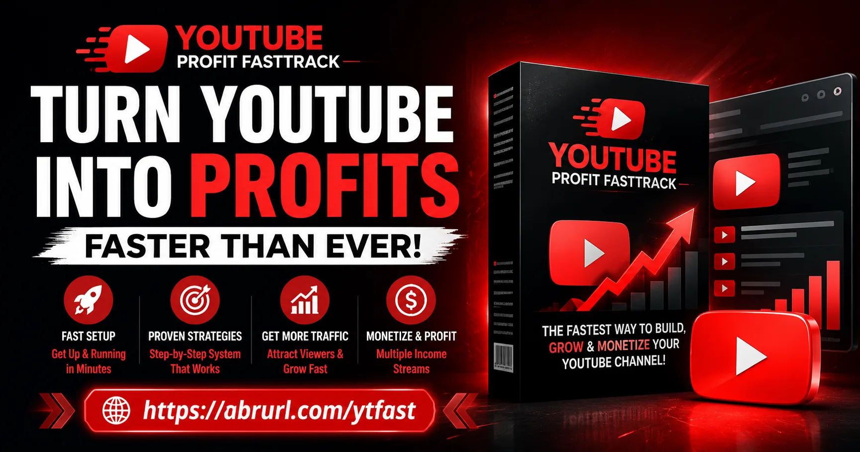 YouTube Profit Fast Track product launch banner created with Promo Graphics AI