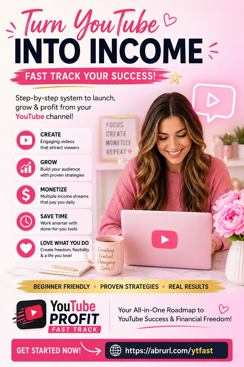 YouTube income sales page vertical promo sample